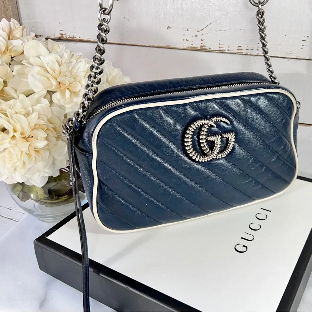 Gucci GG Marmont Diagonal Quilted Leather Small Shoulder Bag - Picture 1 of 10